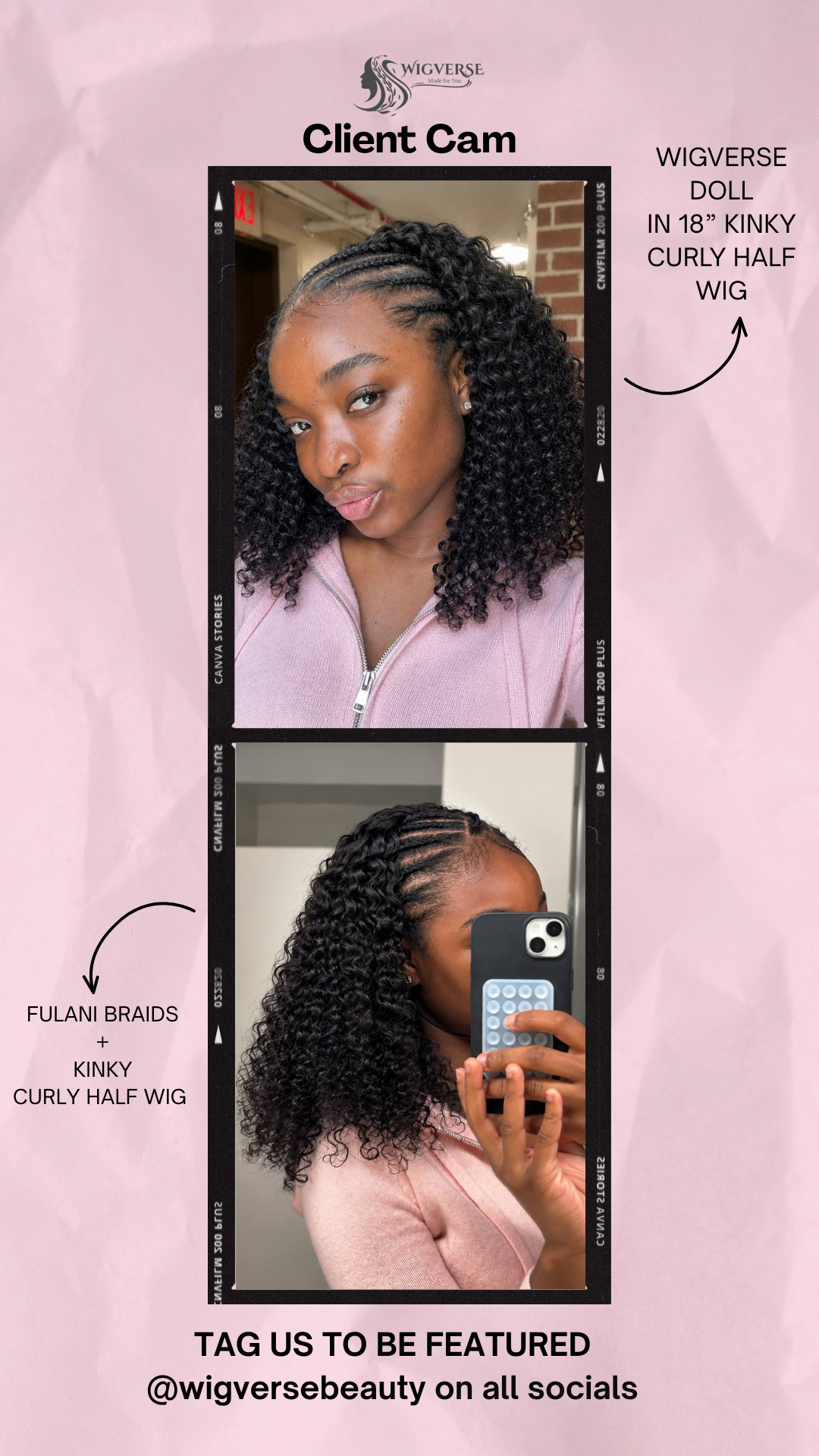 Fulani braids + kinky curly half wig